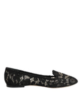 Dolce & Gabbana Black Taormina Lace Slip On Flats Shoes